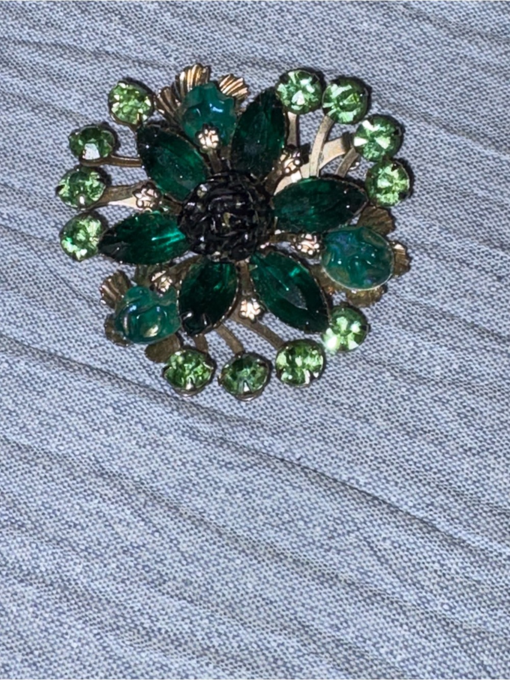 Green Floral Crystal Brooch - Women Jewelry